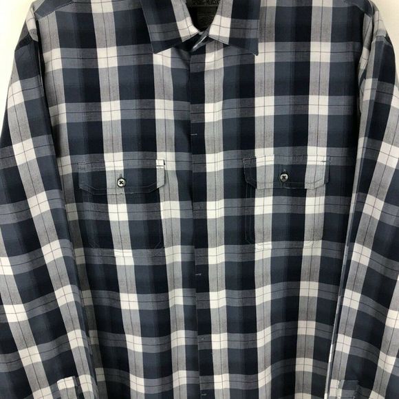 SPRING MERCER Mens Long Sleeve Front Pockets PLAID Shirt Blue Size XL - Picture 2 of 11